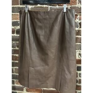 Lauren Ralph Lauren 100% Lamb Leather Brown Skirt Size 12